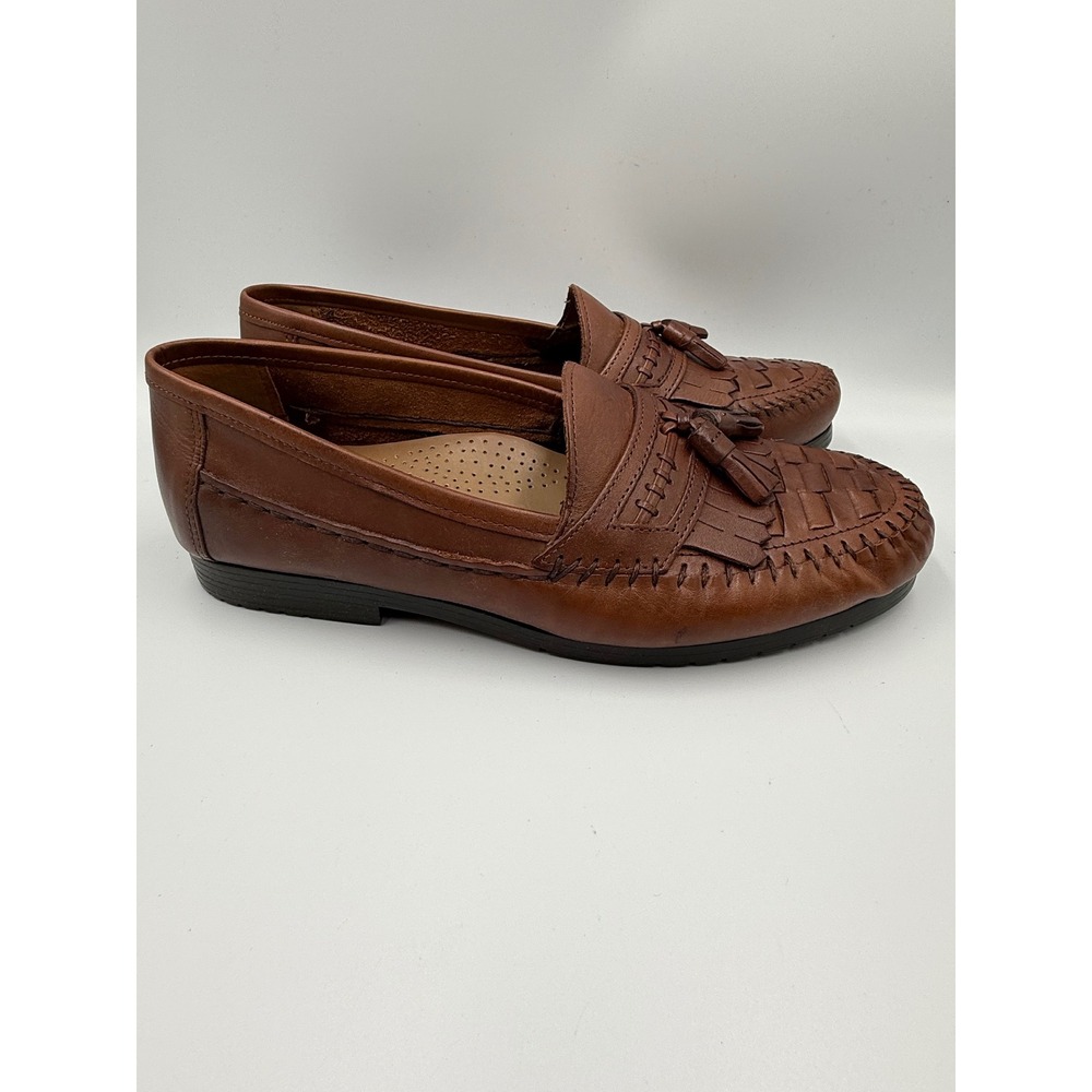 Nunn Bush Mohican Loafers Mens 9 M Brown Leather Kiltie Tassel Woven Shoes - Picture 5 of 8